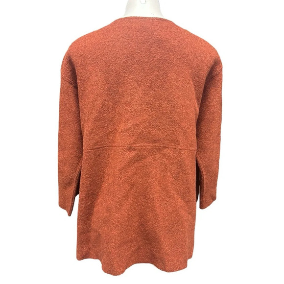 Eileen Fisher Womens Alpaca Wool Mélange Jacket 3/4 Sleeve Cayenne Orange Size L - Picture 8 of 13